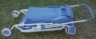 Photo of folded Gerry K-Tech stroller.